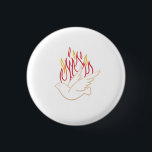 Holy Spirit -  Dove and Flames Illustration  3 Cm Round Badge<br><div class="desc">Beautiful Faux gold illustration of dove and colourful flames as representation of Holy Spirit. Perfect for Confirmation celebration</div>