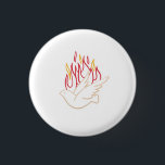 Holy Spirit -  Dove and Flames Illustration  3 Cm Round Badge<br><div class="desc">Beautiful Faux gold illustration of dove and colourful flames as representation of Holy Spirit. Perfect for Confirmation celebration</div>