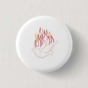 Holy Spirit -  Dove and Flames Illustration  3 Cm Round Badge