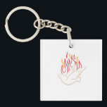 Holy Spirit -  Dove and Flames Illustration   Key Ring<br><div class="desc">Beautiful Faux gold illustration of dove and colourful flames as representation of Holy Spirit. Perfect for Confirmation celebration</div>