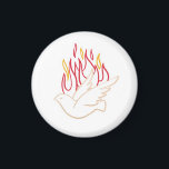 Holy Spirit -  Dove and Flames Illustration  Magnet<br><div class="desc">Beautiful Faux gold illustration of dove and colourful flames as representation of Holy Spirit. Perfect for Confirmation celebration</div>
