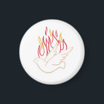 Holy Spirit -  Dove and Flames Illustration  Magnet<br><div class="desc">Beautiful Faux gold illustration of dove and colourful flames as representation of Holy Spirit. Perfect for Confirmation celebration</div>