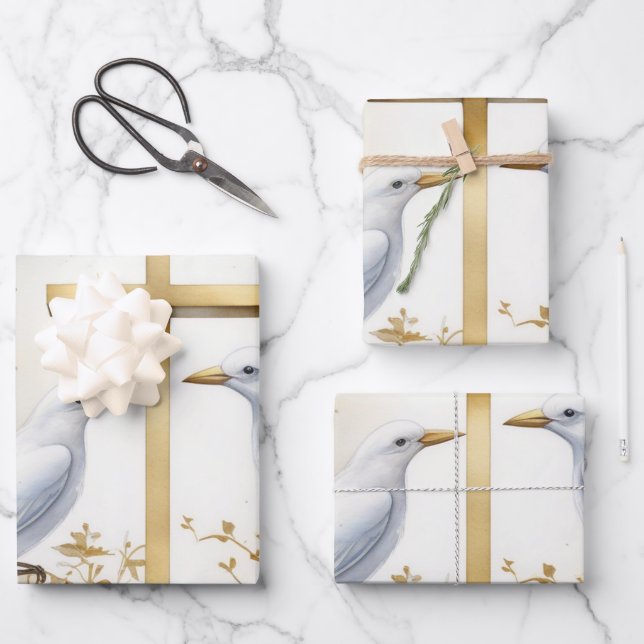 Holy Spirit Dove & Cross Gift Wrap (Front)