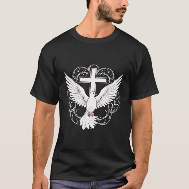 Holy Spirit Dove Praise Jesus Baptism Of Jesus Cro T-Shirt (Front)