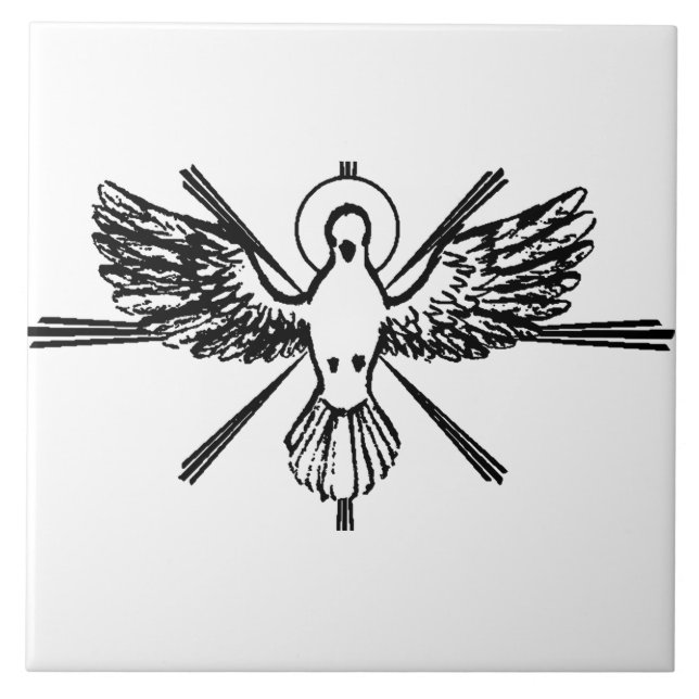 Holy Spirit Dove Religious Confirmation and Peace  Ceramic Tile (Front)
