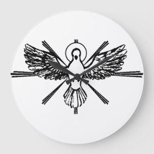 Holy Spirit Dove Religious Confirmation and Peace Large Clock