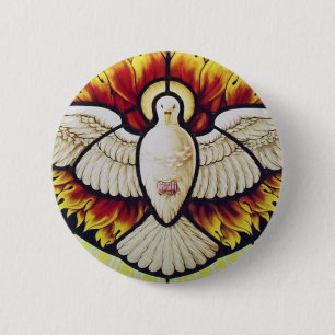 Holy Spirit dove stained glass 6 Cm Round Badge