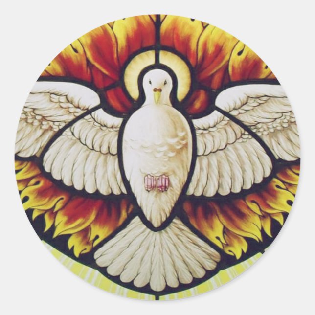 Holy Spirit dove stained glass Classic Round Sticker (Front)