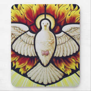Holy Spirit dove stained glass Mouse Pad
