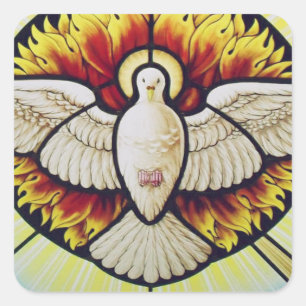 Holy Spirit dove stained glass Square Sticker