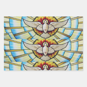 Holy Spirit dove stained glass Wrapping Paper Sheet