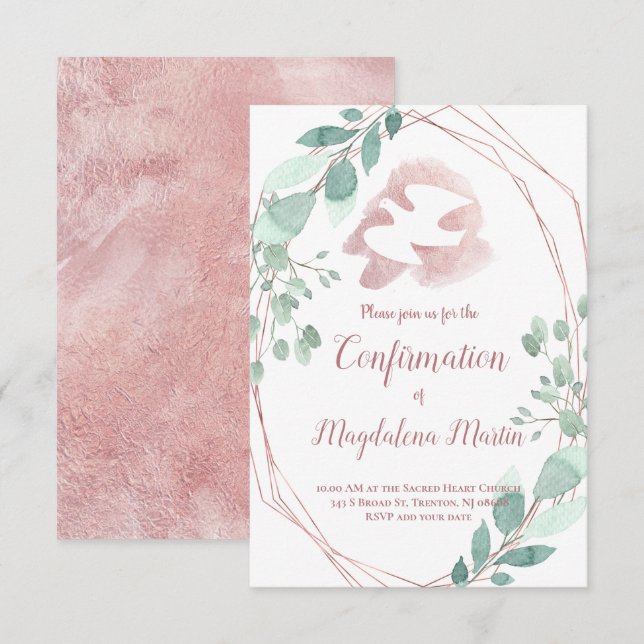 Holy Spirit foliage frame confirmation Invitation (Front/Back)