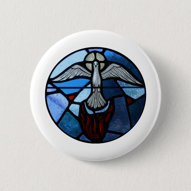 Holy Spirit Stained Glass Art 6 Cm Round Badge (Front)