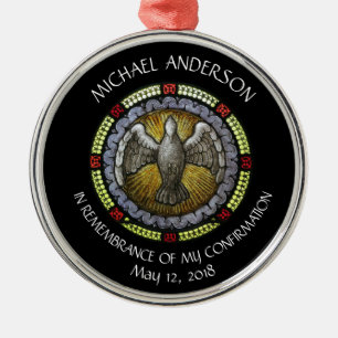 Holy Spirit Stained Glass Confirmation RCIA Metal Ornament