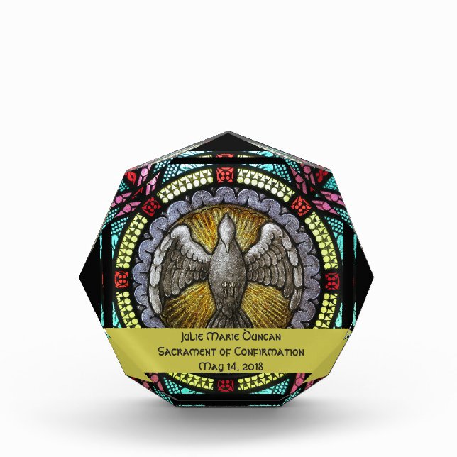 Holy Spirit Stained Glass Confirmation RCIA Photo Block (Front)