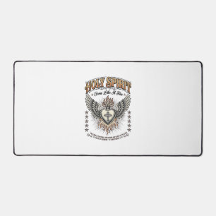 Holy Spirit Vintage Engraving Winged Heart Shirt_1 Desk Mat