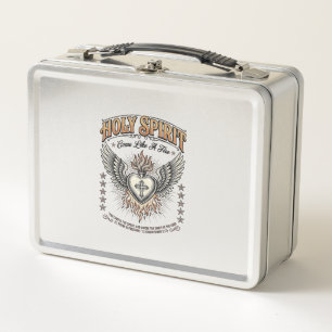 Holy Spirit Vintage Engraving Winged Heart Shirt_1 Metal Lunch Box