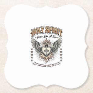 Holy Spirit Vintage Engraving Winged Heart Shirt_1 Paper Coaster