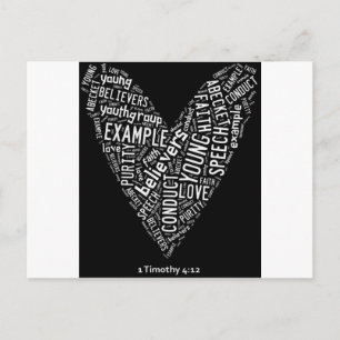 Holy Spirit Wear (Youth Gp) Black heart/white text Postcard