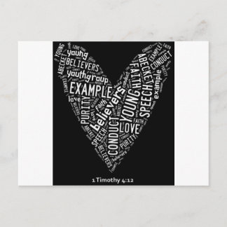 Holy Spirit Wear (Youth Gp) Black heart/white text Postcard