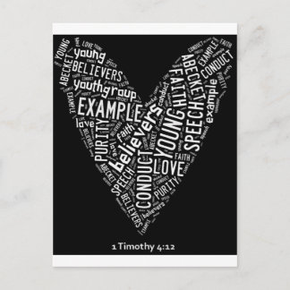 Holy Spirit Wear (Youth Gp) Black heart/white text Postcard