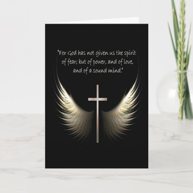 Holy Spirit Wings with Cross and Scripture Custom Card (Front)