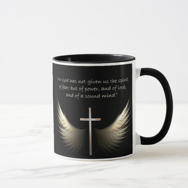 Holy Spirit Wings with Cross and Scripture Verse Mug (Right)