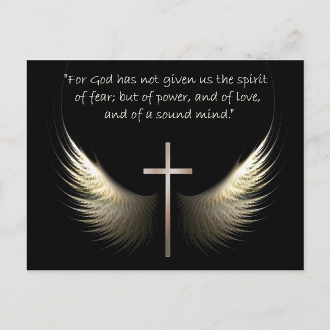 Holy Spirit Wings with Cross and Scripture Verse Postcard (Front)