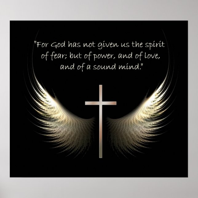 Holy Spirit Wings with Cross and Scripture Verse Poster (Front)