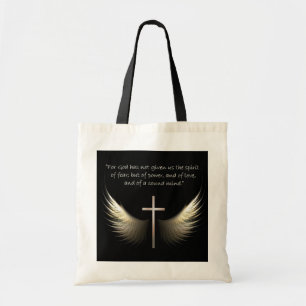 Holy Spirit Wings with Cross and Scripture Verse Tote Bag