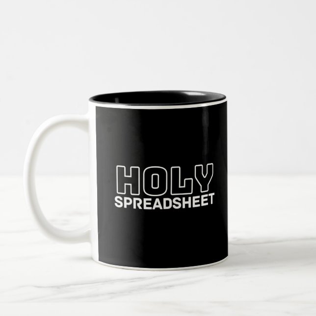 Holy Spreadsheet Two-Tone Coffee Mug (Left)