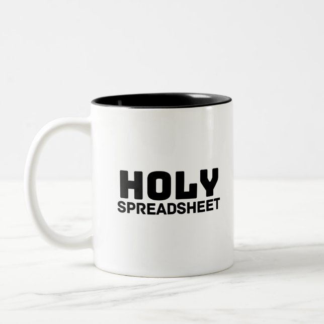 Holy Spreadsheet Two-Tone Coffee Mug (Left)