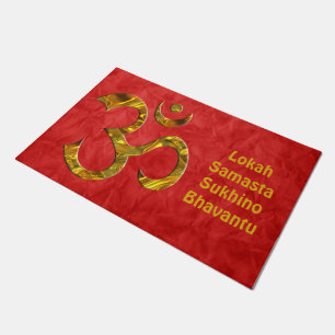Holy Symbol OM / Aum gold & Mantra Doormat
