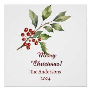 Holy Tree Branch with Berries Glossy Poster