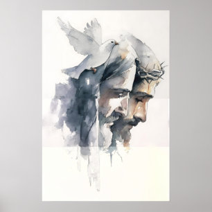 Holy Trinity Abstract Watercolor Of Father Son And Poster