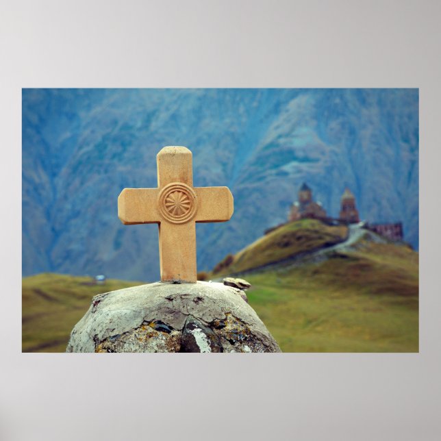 Holy Trinity church Stepantsminda Kazbegi Georgia Poster (Front)