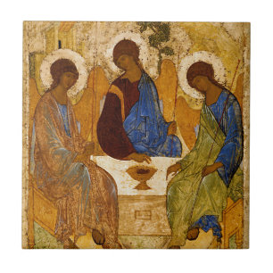 Holy Trinity Icon Rublev Byzantine Catholic Gift Tile
