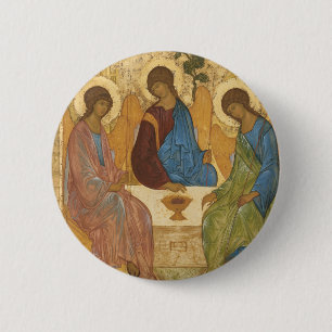Holy Trinity Russian Orthodox Icon - Three Angels 6 Cm Round Badge