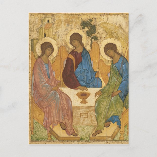 Holy Trinity Russian Orthodox Icon - Three Angels Postcard (Front)