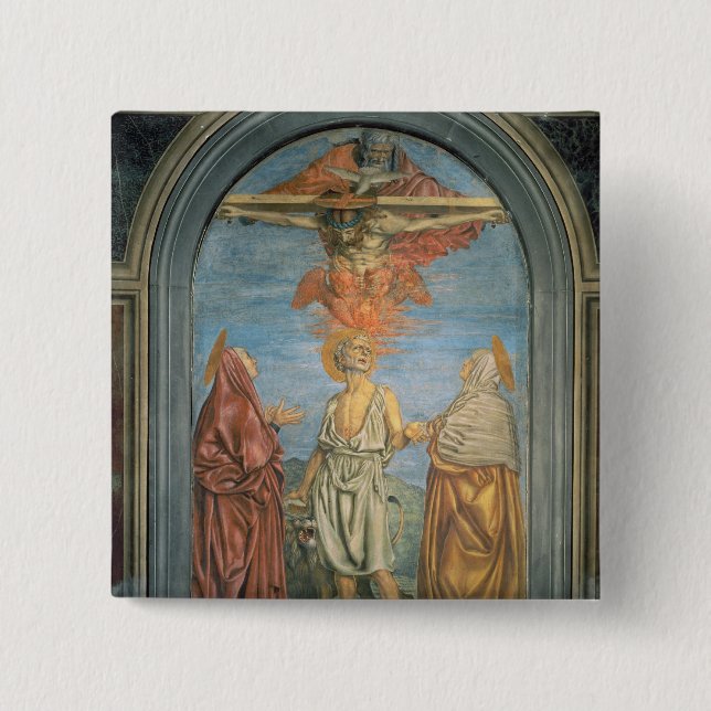 Holy Trinity with St. Jerome (fresco) 15 Cm Square Badge (Front)