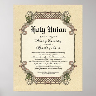 Holy Union Trellis Wedding Certificate Poster