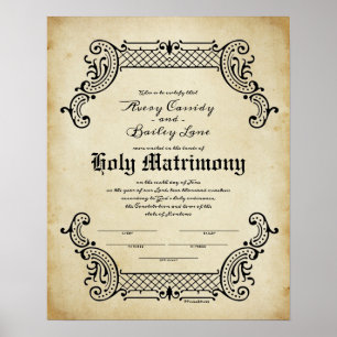 Holy Union Trellis Wedding Certificate Poster