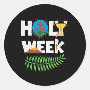 Holy Week Palm Sunday Maundy Thursday Good Friday  Classic Round Sticker
