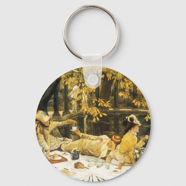 Holyday, the Picnic by James Tissot, Victorian Art Key Ring (Front)
