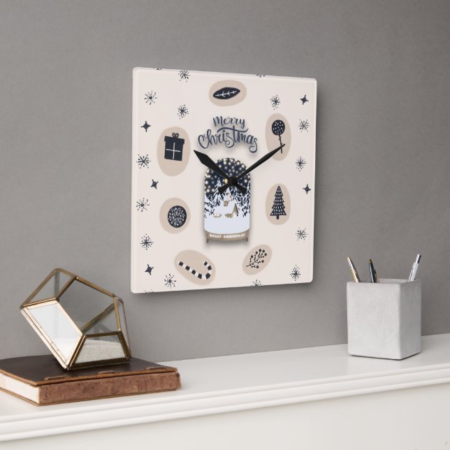 holydays_2_a bright christmas_2 square wall clock (Office)