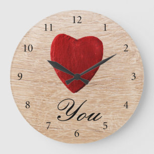 Holzhintergrund Love you Large Clock
