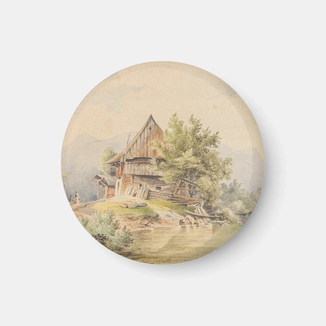 Holzhütte am See – Carl Lafite Magnet (Front)
