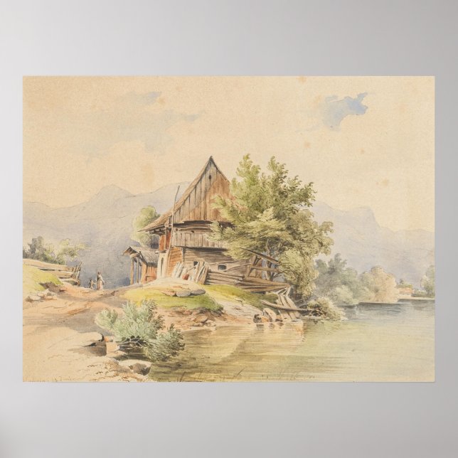 Holzhütte am See – Carl Lafite Poster (Front)