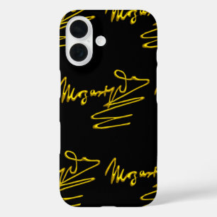 HOMAGE TO MOZART 3D Gold Signature Composer Black  iPhone 16 Case