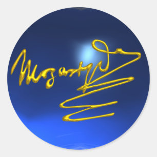 HOMAGE TO MOZART,blue sapphire Classic Round Sticker
